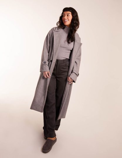 Longline Tailored Coat - L / Light Grey