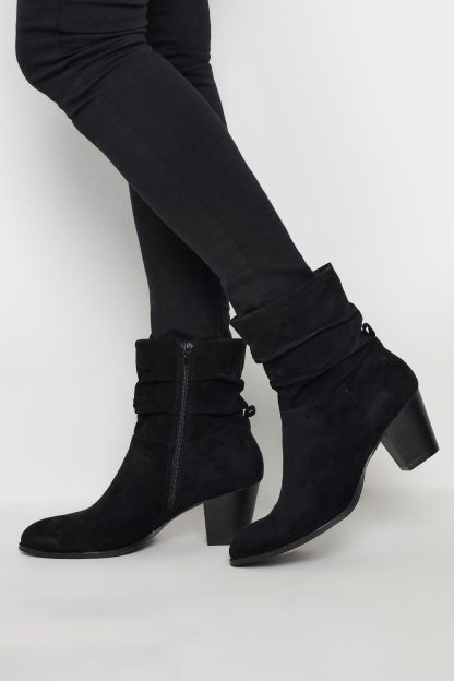 Lts Black Faux Suede Western Boots In Standard Fit Standard > 8 Lts | Tall Women's Women's Boots