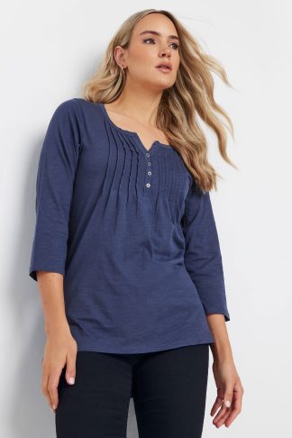 Lts Made For Good Tall Blue Henley Top 8 Lts | Tall Women's Long Sleeve Tops