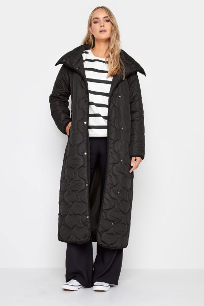 Lts Tall Black Funnel Neck Quilted Coat 18 Lts | Tall Women's Coats