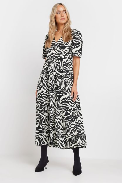 Lts Tall Black Marble Print Midi Dress 22 Lts | Tall Women's Midi Dresses