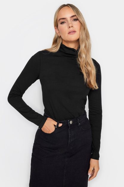 Lts Tall Black Turtle Neck Long Sleeve Top 16 Lts | Tall Women's Turtleneck Tops