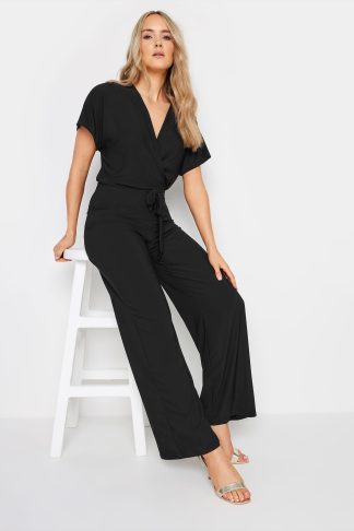 Lts Tall Black Vneck Wrap Jumpsuit 8 Lts | Tall Women's Jumpsuits