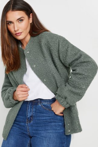 Lts Tall Grey Boucle Bomber Jacket 14 Lts | Tall Women's Bomber Jackets