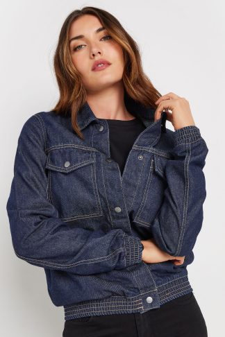 Lts Tall Indigo Blue Denim Bomber Jacket 20 Lts | Tall Women's Bomber Jackets