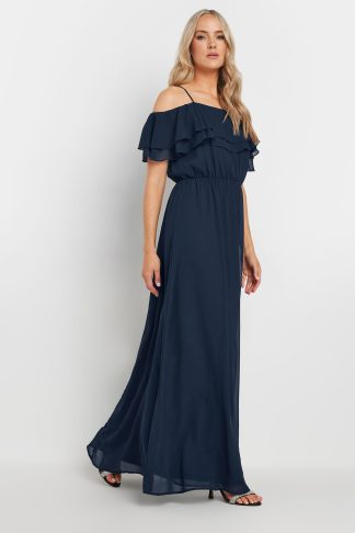 Lts Tall Navy Blue Ruffle Maxi Dress 8 Lts | Tall Women's Maxi Dresses