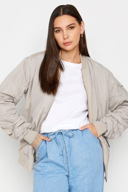 Lts Tall Stone Brown Bomber Jacket 8 Lts | Tall Women's Jackets