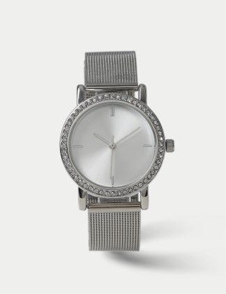 M&S Collection Women's Silver Tone Mesh Watch, Silver