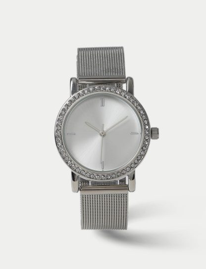 M&S Collection Women's Silver Tone Mesh Watch, Silver