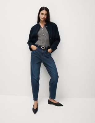 M&S Women's The Mom Jeans - 12REG - Black, Light Indigo Mix,Indigo,Dark Indigo Mix,Ecru,Black,Mid Blue