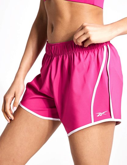 Reebok Women's ID Train Woven Relaxed Gym Shorts - Dark Pink, Dark Pink