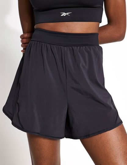 Reebok Women's Lux Woven High Waisted Gym Shorts - Black, Black