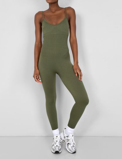 Seamless Unitard Jumpsuit Khaki