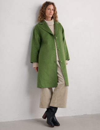 Seasalt Cornwall Women's Wool Blend Single Breasted Longline Duster Coat - 16 - Green, Green