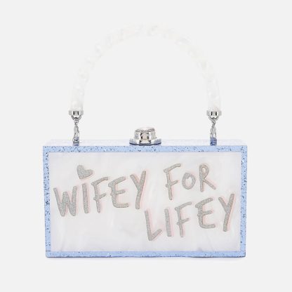 Sophia Webster Cleo Wifey For Lifey Acrylic Clutch Bag