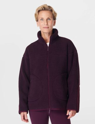 Sweaty Betty Women's Plush Textured Zip Up Fleece Jacket - Dark Purple, Dark Purple