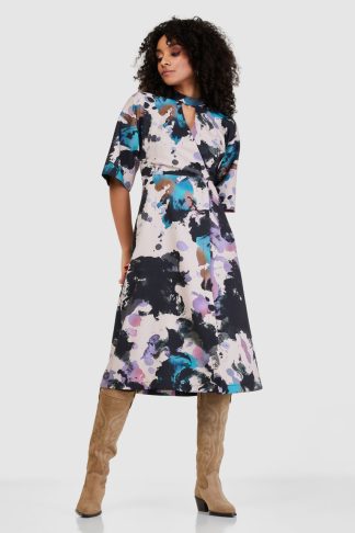 Closet London Blush Print Kimono Wrap Dress