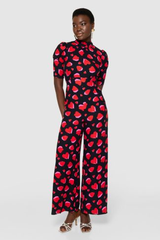 Closet London Chelsea Heart Print Jumpsuit