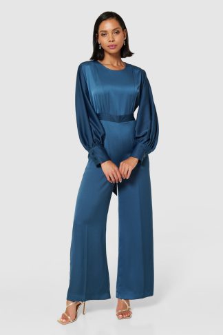 Closet London Teal Wide Leg Jumpsuit