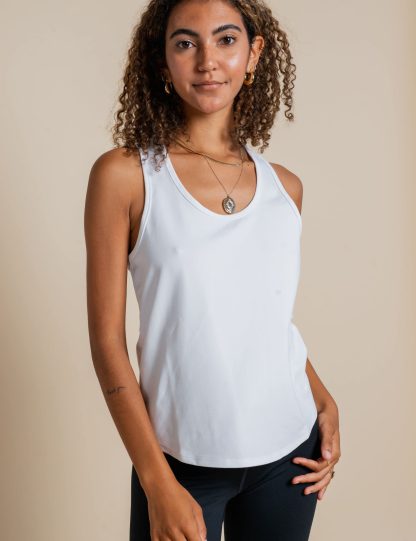 Girlfriend Collective Women's Reset Train Racer Back Vest Top - M - White, Dark Grey,White