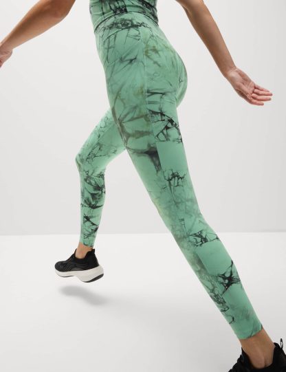 Goodmove Women's Go Train Printed High Waisted Gym Leggings - 16 - Dark Green Mix, Dark Green Mix