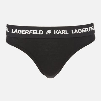 KARL LAGERFELD Women's Logo Thong - Black - L