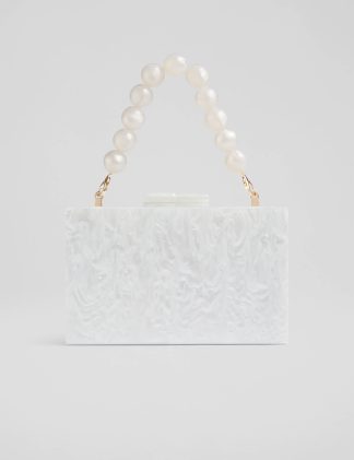 Lk Bennett Women's Marbled Clutch Bag - White, White