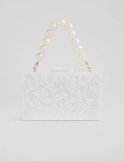 Lk Bennett Women's Marbled Clutch Bag - White, White