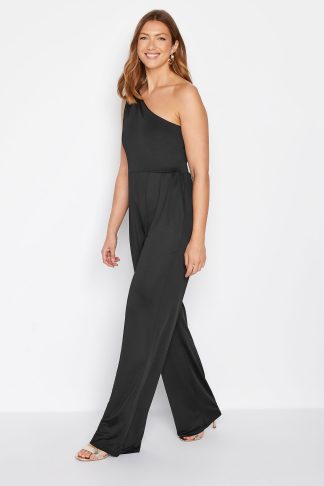 Lts Tall Black Cold Shoulder Stretch Jumpsuit 12 Lts | Tall Women's Jumpsuits