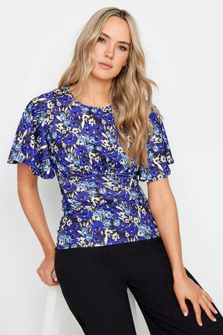 Lts Tall Blue Floral Print Peplum Top 14 Lts | Tall Women's Summer Tops