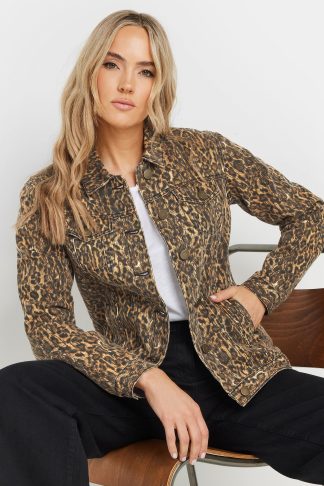 Lts Tall Brown Leopard Print Denim Jacket 22-24 Lts | Tall Women's Denim Jackets