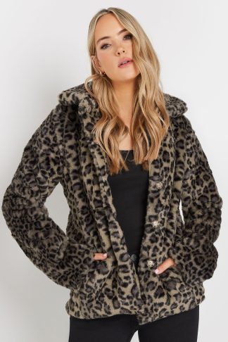 Lts Tall Brown Leopard Print Faux Fur Coat 18 Lts | Tall Women's Coats