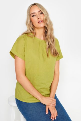 Lts Tall Green Short Sleeve Dobby Top 16 Lts | Tall Women's Basic Tops