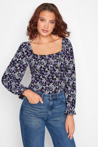 Lts Tall Purple Floral Print Long Sleeve Top 22-24 Lts | Tall Women's Long Sleeve Tops