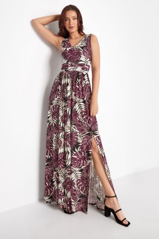 Lts Tall Purple Floral Side Slit Maxi Dress Extra Tall > 10 Lts | Tall Women's Maxi Dresses