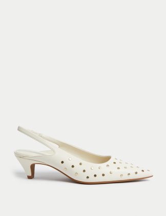 M&S Collection Women's Sparkle Ankle Strap Kitten Heels - 6 - Opaline, Opaline