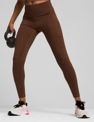 Puma Women's Cloudspun High Waisted Gym Leggings - Dark Brown, Purple,Dark Brown,Black