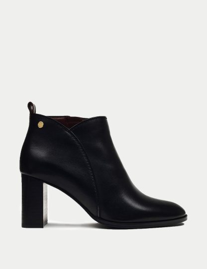 Radley Women's Leather Block Heel Ankle Boots - 7 - Black, Black,Navy