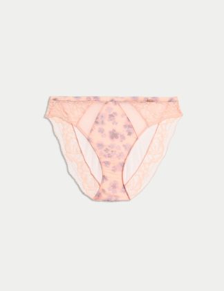 Rosie Women's Cherry Blossom Silk High Leg Knickers - 12 - Melba Blush, Melba Blush