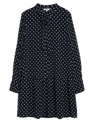 Albaray Women's Polka Dot Tie Neck Mini Skater Dress - 12 - Navy Mix, Navy Mix