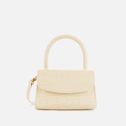 BY FAR Women's Mini Croco Top Handle Bag - Cream