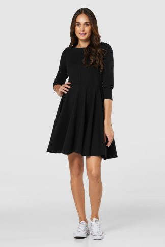 Closet London Black Ponte Skater Dress