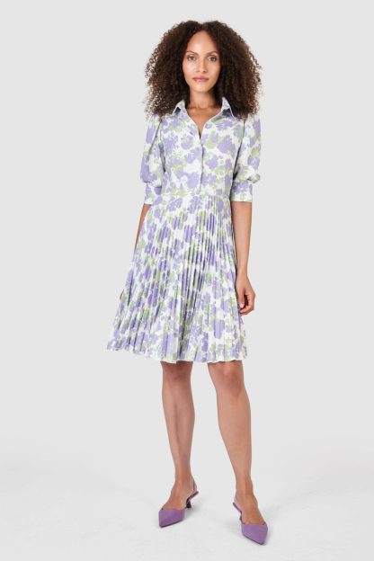 Closet London Purple Floral Print Mini Shirt Dress