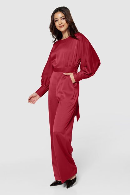 Closet London Red Wide Leg Jumpsuit