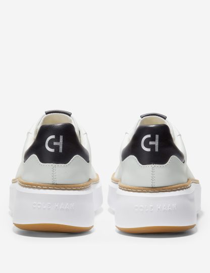 Cole Haan Women's Grandpro Topspin Leather Lace Up Trainers - 4 - White, White Mix,White,Black