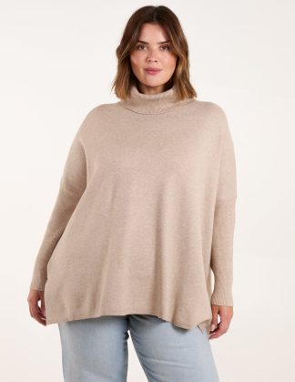 Curve High Neck Boxy Jumper - 18/20 / BEIGE