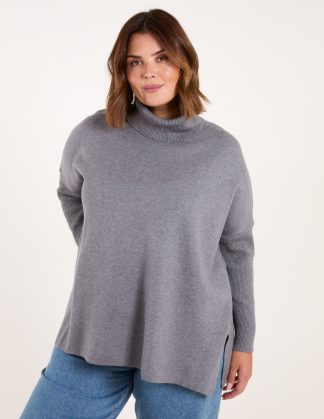 Curve High Neck Boxy Jumper - 18/20 / GREY