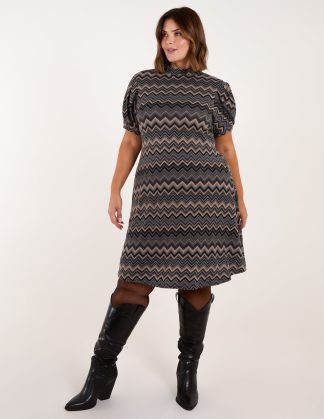 Curve Zig Zag Smock Dress - 18/20 / MULTI