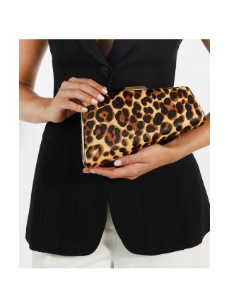 Dune London Women's Leather Animal Print Asymmetric Clutch Bag - Multi, Multi