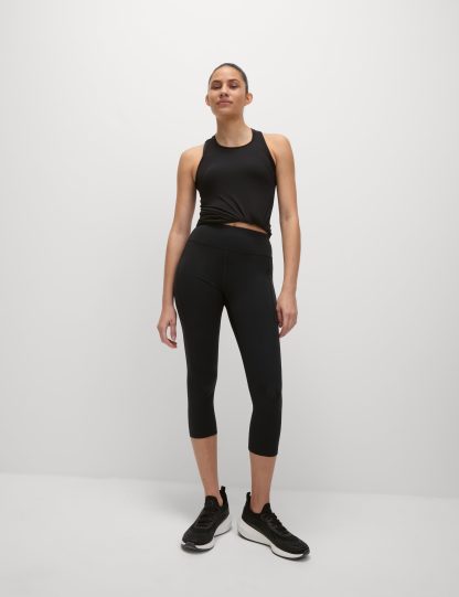 Goodmove Women's Go Train High Waisted Cropped Gym Leggings - 18 - Black, Black